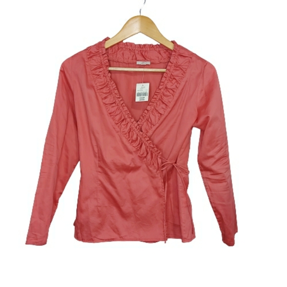 J. Jill Tops - NWT J Jill Pink Sand Wraparound Ruffle Top